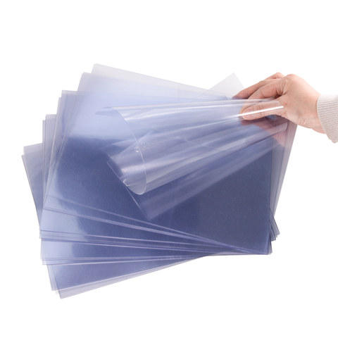 Genomskinlig A4-storlek polyvinylklorid (PVC) styvt ark för pappersvaror