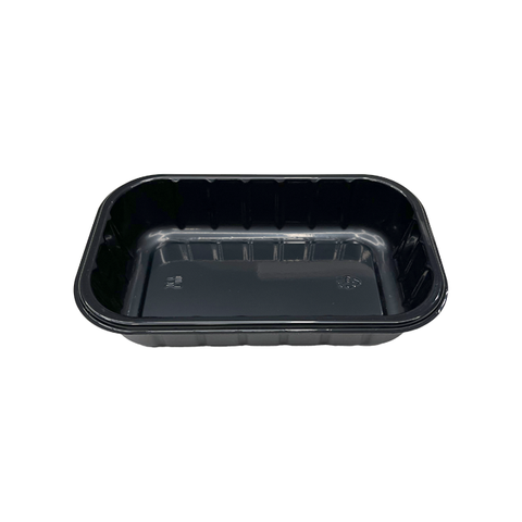 Modelong LL02 - 10 oz Rectangle Black Airline CPET Tray