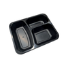 Model 005 - 34 oz. Rectangle 3 Compartment Black CPET Tray 