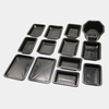 HSQY 10.2x6.9x0.6 Inch Rectangle Black PP Plastic Meat Tray