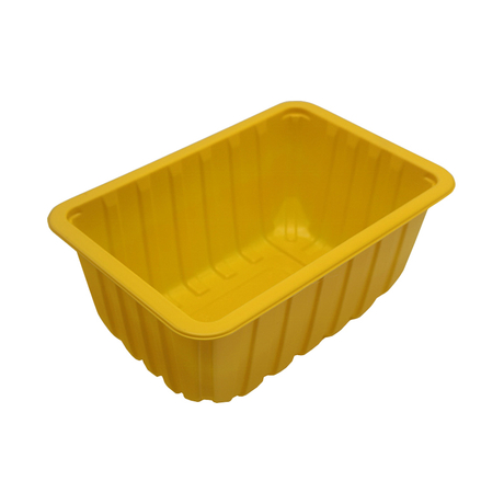 Khay thịt nhựa PP màu vàng hình chữ nhật HSQY 10,2x6,9x4,3 inch