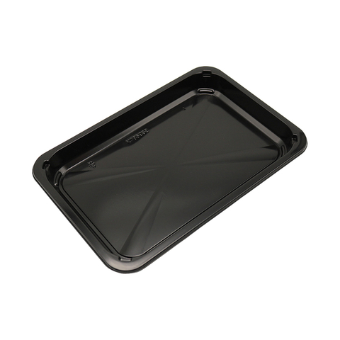HSQY 10.2x6.9x0.6 Inch Rectangle Black PP Plastic Meat Tray