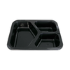 Model 025 - 23 oz Rectangle 3 Compartment Black CPET Tray