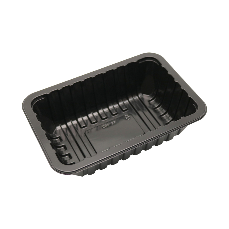 HSQY 8.7x5.9x1.6 Inch Rectangle Black PP Plastic Meat Tray
