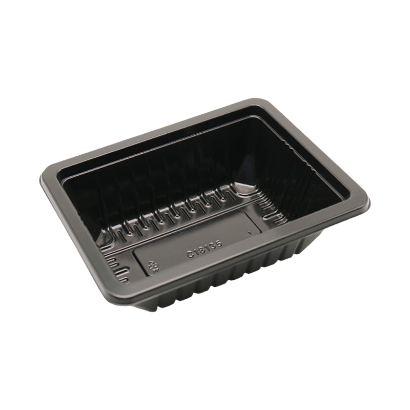HSQY 7.2x5.2x1.4 Inch Rectangle Black PP Plastic Meat Tray