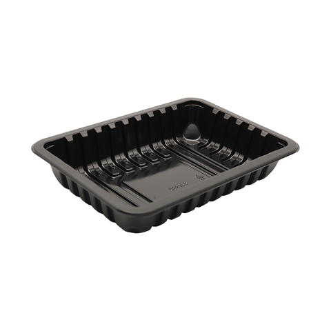 HSQY 8.9x6.3x1.6 Inch Rectangle Black PP Plastic Meat Tray
