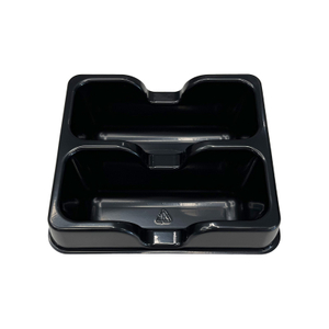 Model 026 - 15 oz Rectangle 2 Compartment Black CPET Tray