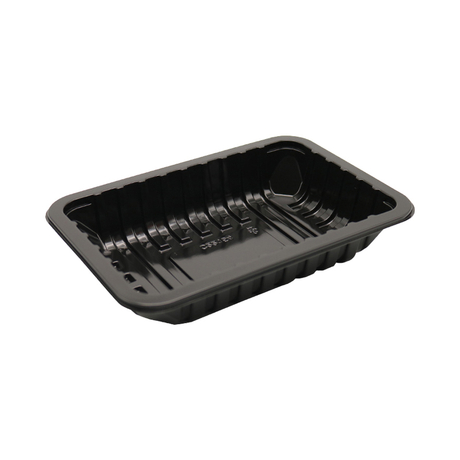 HSQY 8.7x5.9x1.6 Inch Rectangle Black PP Plastic Meat Tray