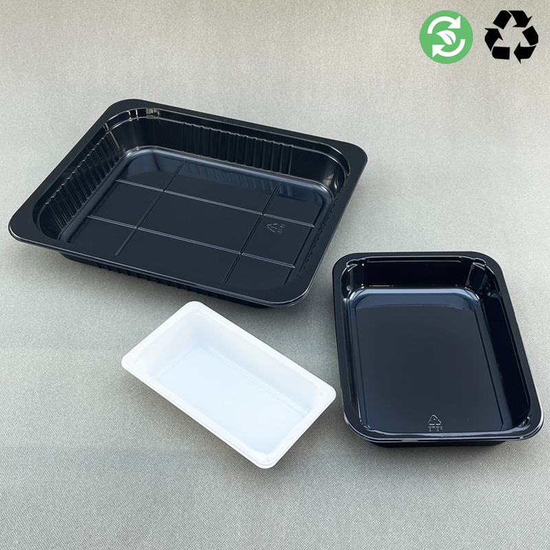 Disposable Black White CPET Food Trays For Airline Meals
