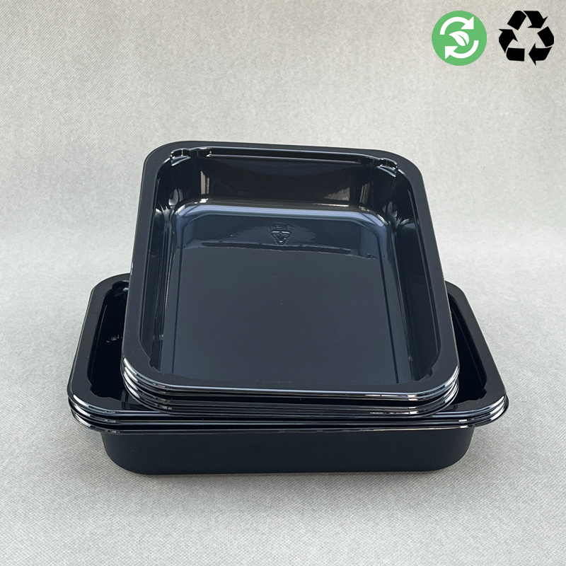 Support Customization Microwaveable Black/White Cpet Bakery Plastic Food Tray