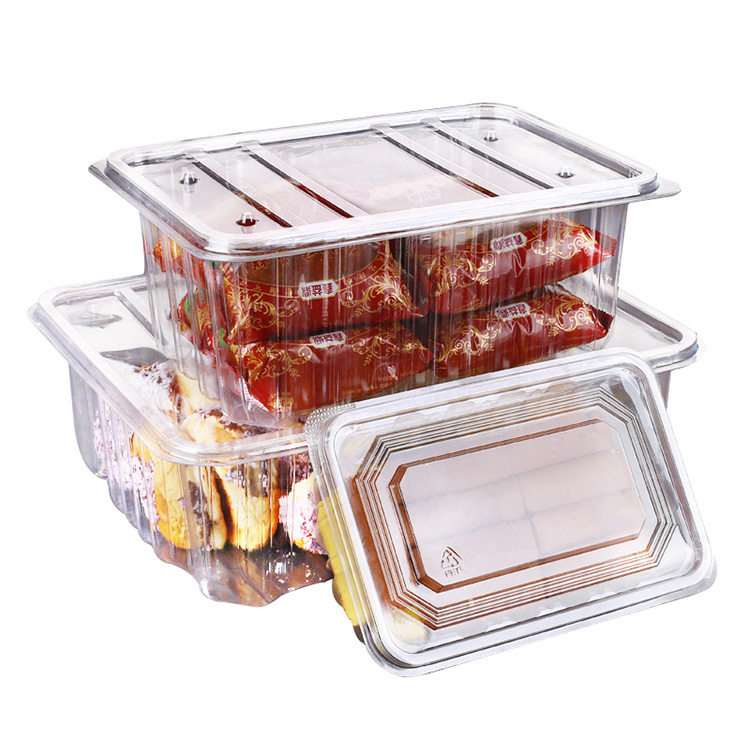 HSQY 9.6x6.5x3.5 Inch Disposable Plastic Clear Bakery Container With Lid