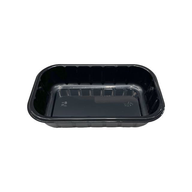 Model LL02 - 10 oz Rectangle Black Airline CPET Tray