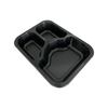 Model JC03 - 22 oz Rectangle 3 Compartment Black CPET Tray