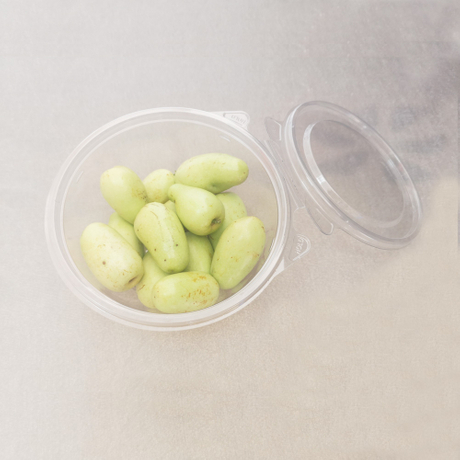 HSQY 6,81 * 6,81 pouces PET Fruit Box jetable rond clair PET plateau en plastique