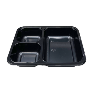 Model 0153 - 25 oz Rectangle 3 Compartment BlackCPET Tray
