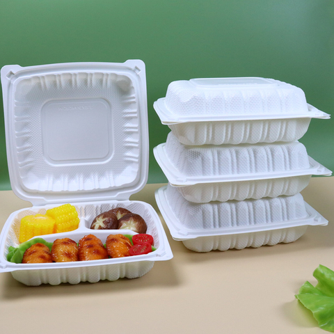 HSQY 83PP3C นำกล่องอาหารกลางวัน PP แบบใช้แล้วทิ้งกล่องบรรจุพลาสติกภาชนะบรรจุอาหาร 