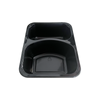Modelo 014 - 15 oz Rectangle 2 Compartment Black CPET Tray