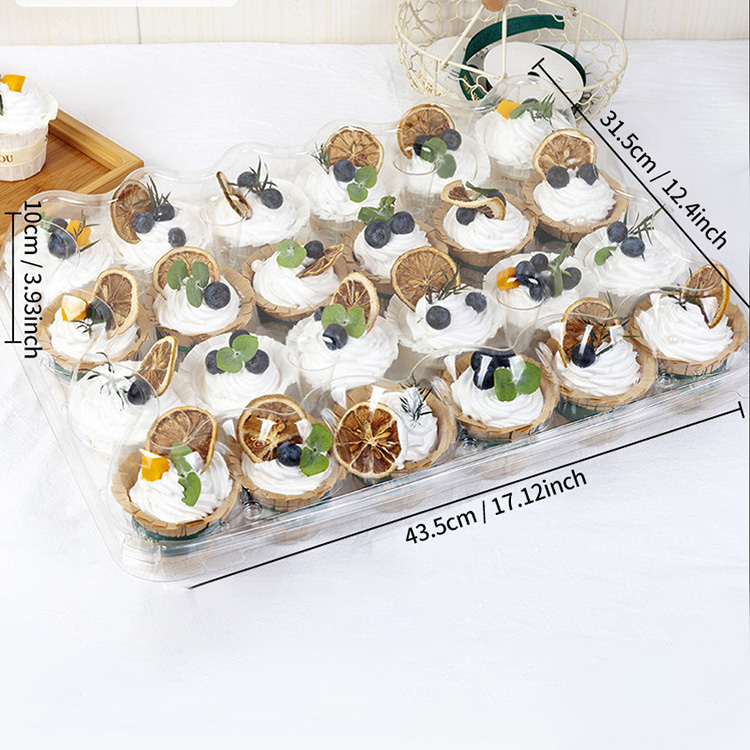 HSQY 1 2 4 6 12 24 Đếm Hộp đựng bánh cupcake bằng nhựa trong suốt dùng một lần