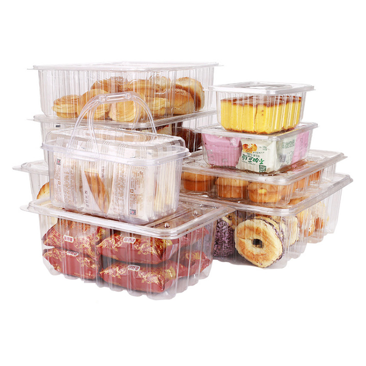 HSQY 9.6x6.5x3.5 Inch Disposable Plastic Clear Bakery Container With Lid