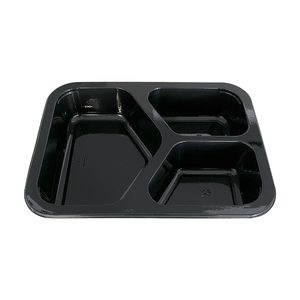 Model 0173 - 25 oz Rectangle 3 Compartment Black CPET Tray