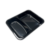 Modelo 020 - 41 oz Rectangle 2 Compartment Black CPET Tray