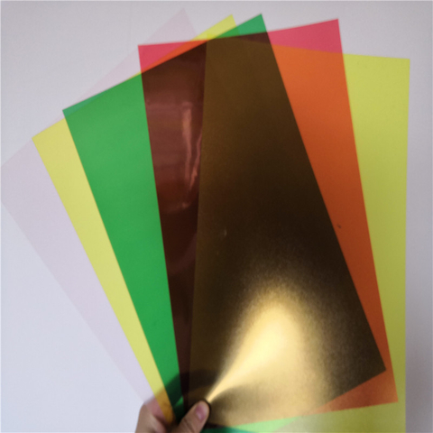 Kleurrijk transparant PVC A4-formaat blad voor briefpapier bindende dekking