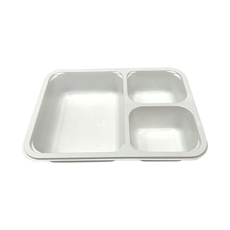 Model 015 - 25 oz Rectangle 3 Compartment BlackCPET Tray